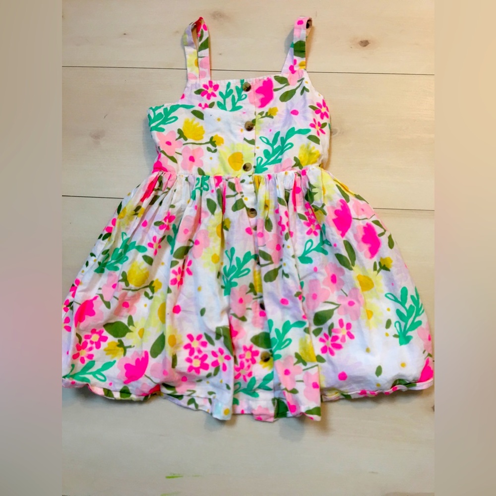 🌸💐Girls Cat and Jack Colorful Spring Cute Buttoned flower dress